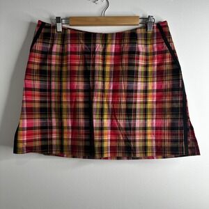 Golftini Skort Skirt Womens 12 Madras Plaid Pockets Made in USA Golf Tennis